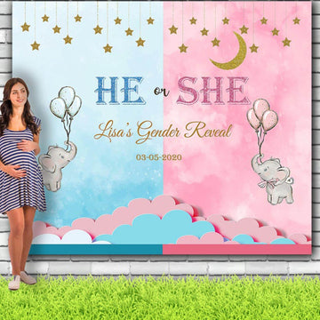 Personalized Twinkle Twinkle Little Star Gender Reveal Backdrop - iJay Backdrops